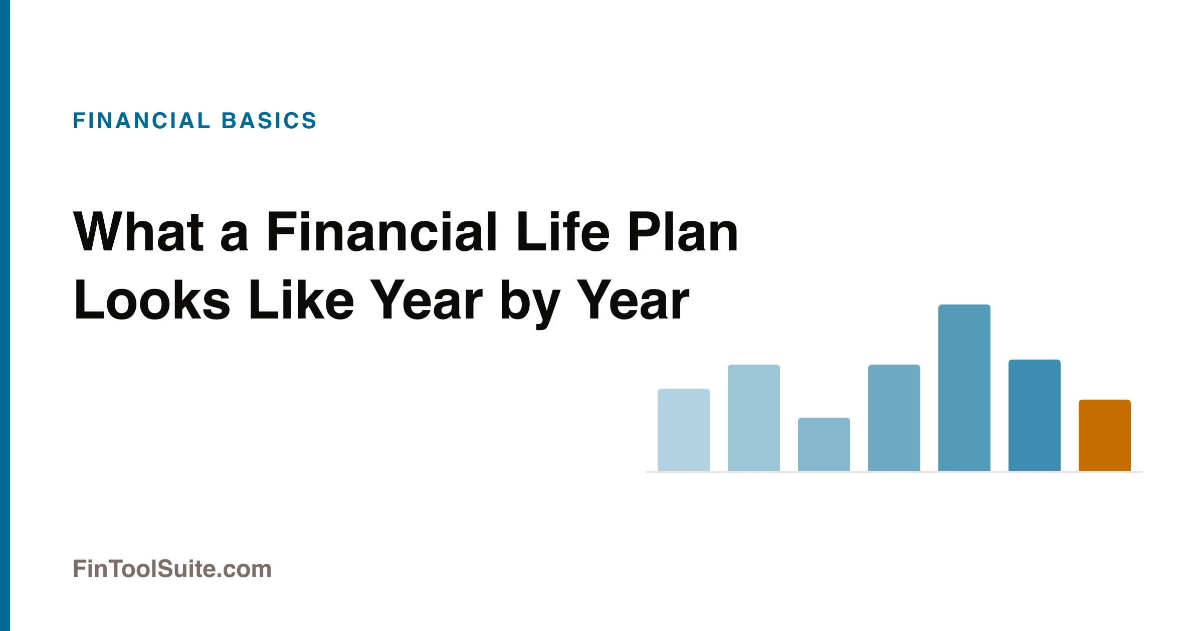 A year by year net worth projection curve rising across a financial life plan